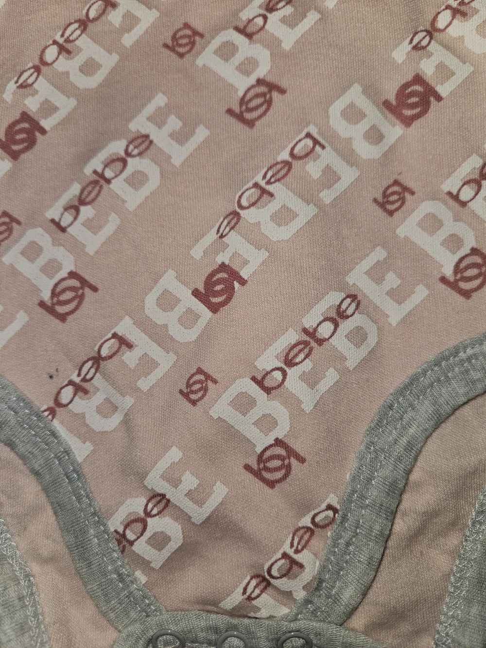 bebe Pink Logo Long-Sleeve Onesie with Gray Ribbed Pants